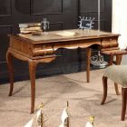 Psací stůl s 5 zásuvkami Ořechové dřevo a ekokůže Made in Italy - Hastings Viadurini