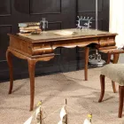 Psací stůl s 5 zásuvkami Ořechové dřevo a ekokůže Made in Italy - Hastings Viadurini