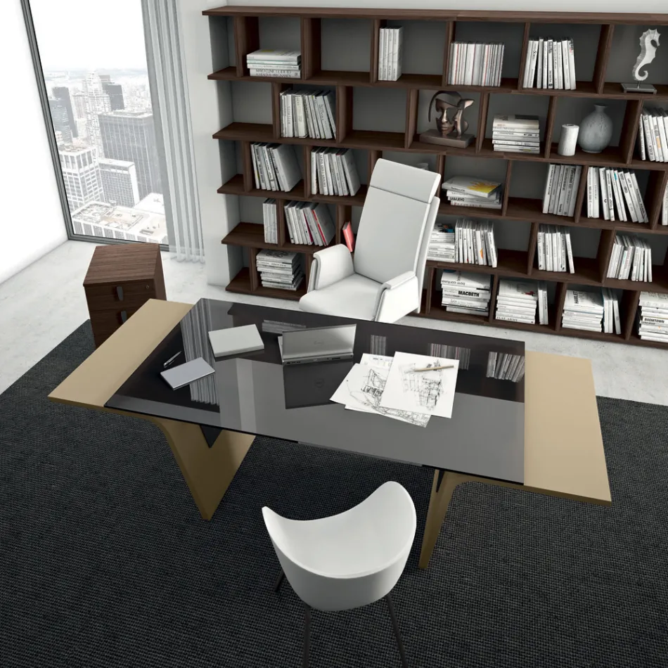 Psací stůl se skleněnou deskou Andrea Stramigioli - Frafalla Viadurini