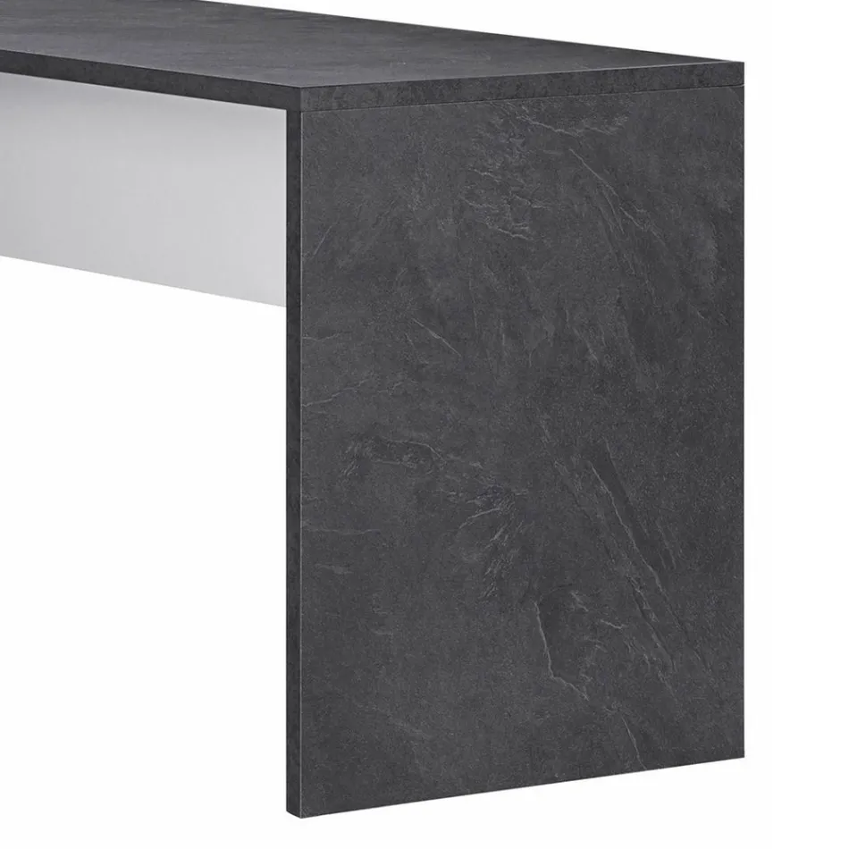 Úhlový kancelářský stůl z melaminového dřeva 2 povrchové úpravy - Analuisa Viadurini