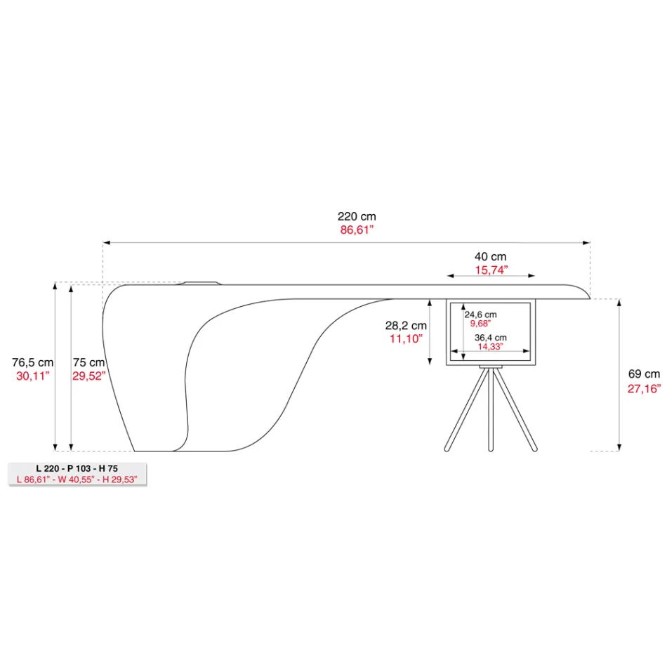 Výkonný psací stůl Karim Rashid z polyuretanu v různých povrchových úpravách - James Viadurini