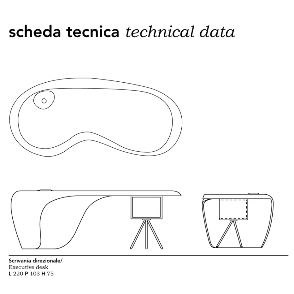 Výkonný psací stůl od Karima Rashida z polyuretanu - James Viadurini