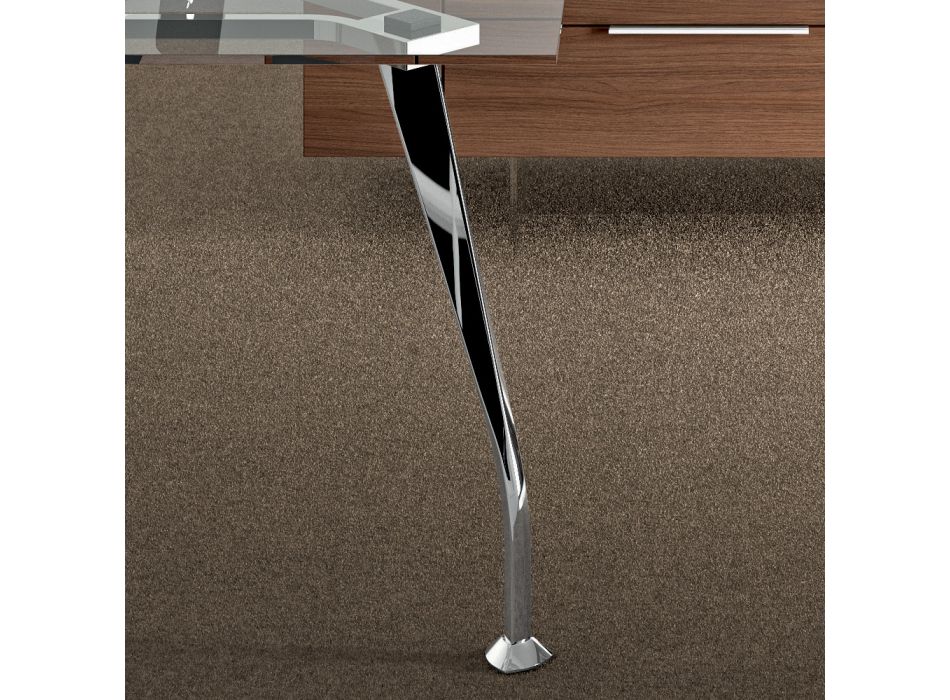 Prosklený manažerský psací stůl s integrovanou skříňkou - Serio Viadurini