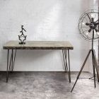 Stůl z oceli a MDF s industriálním vintage zdobeným sklem - Mundial Viadurini