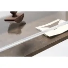 Průhledný stůl z plexiskla s designovou dřevěnou policí - Carducci Viadurini