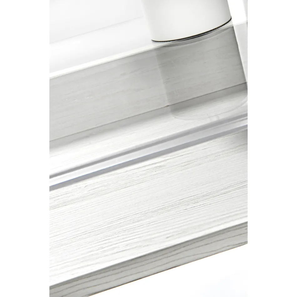 Průhledný stůl z plexiskla s designovou dřevěnou policí - Carducci Viadurini