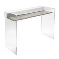 Průhledný stůl z plexiskla s designovou dřevěnou policí - Carducci
