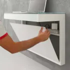 Závěsný stůl z křišťálu s kovovou konstrukcí vyrobený v Itálii - křemík Viadurini