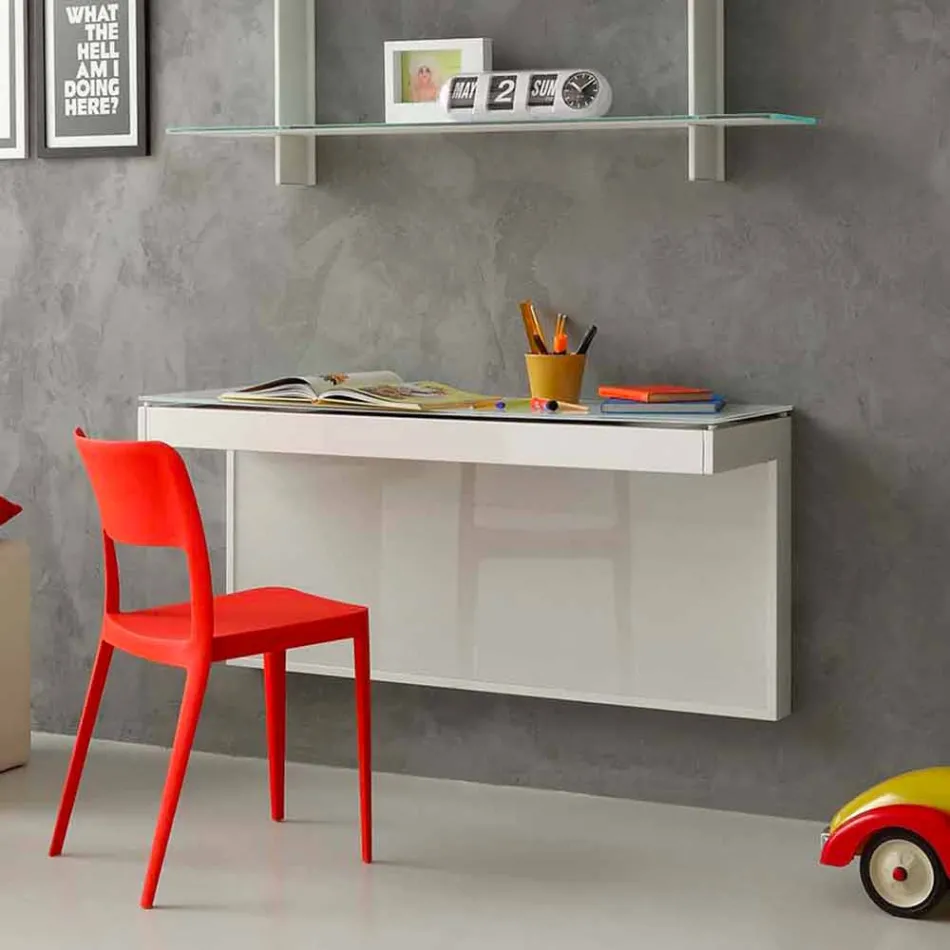 Závěsný stůl z křišťálu s kovovou konstrukcí vyrobený v Itálii - křemík Viadurini