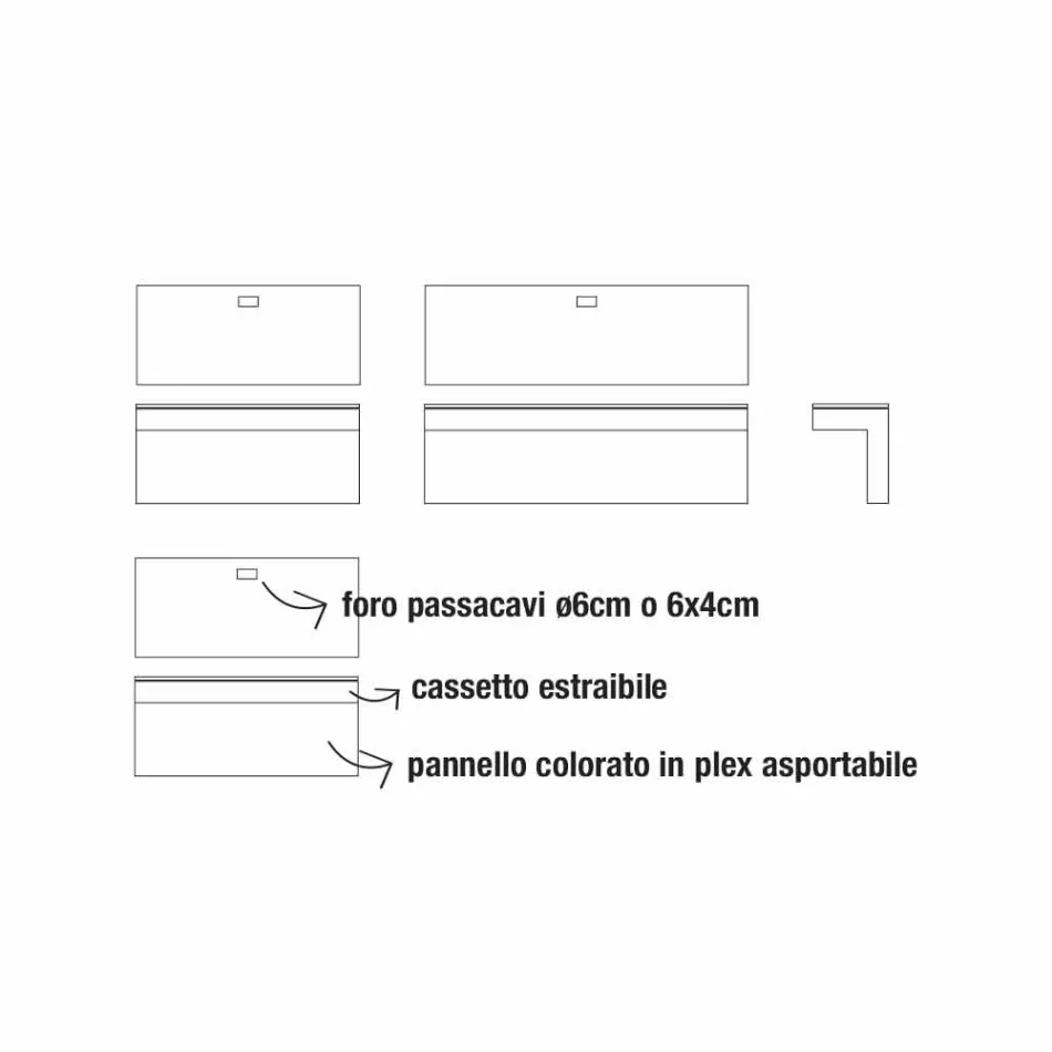Závěsný stůl z křišťálu s kovovou konstrukcí vyrobený v Itálii - křemík Viadurini