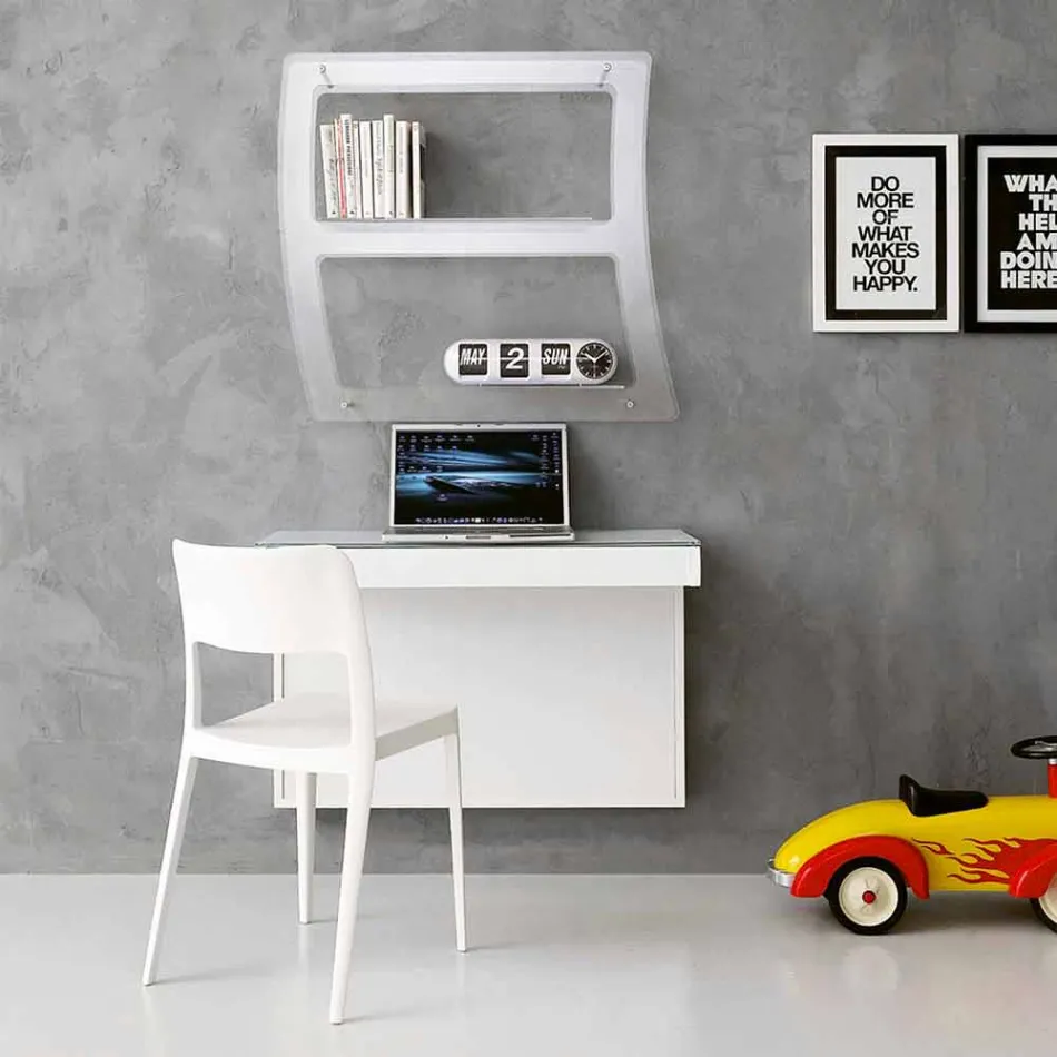 Závěsný stůl z křišťálu s kovovou konstrukcí vyrobený v Itálii - křemík Viadurini