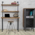 Kancelářský stůl s moderními designovými policemi ze železa a dřeva - Aubry Viadurini