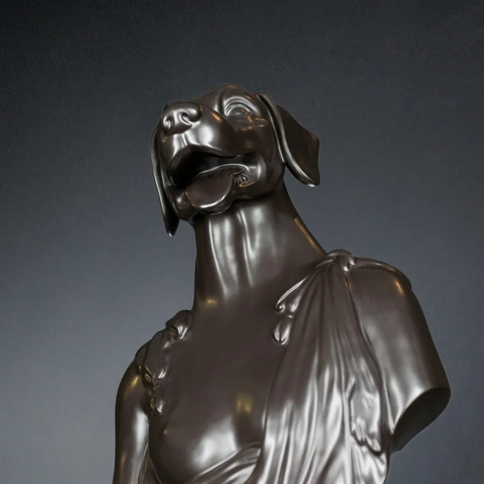 Černá řemeslná keramická socha 100% Made in Italy Fabas 2 Viadurini