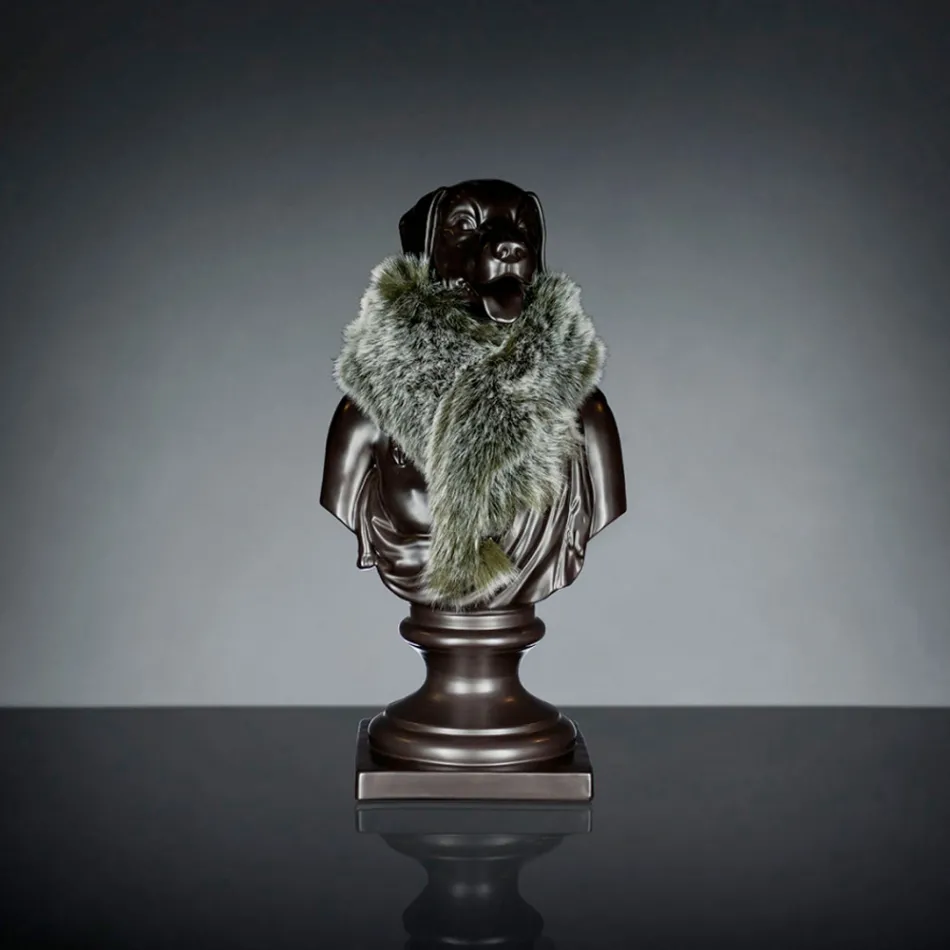 Černá řemeslná keramická socha 100% Made in Italy Fabas 2 Viadurini