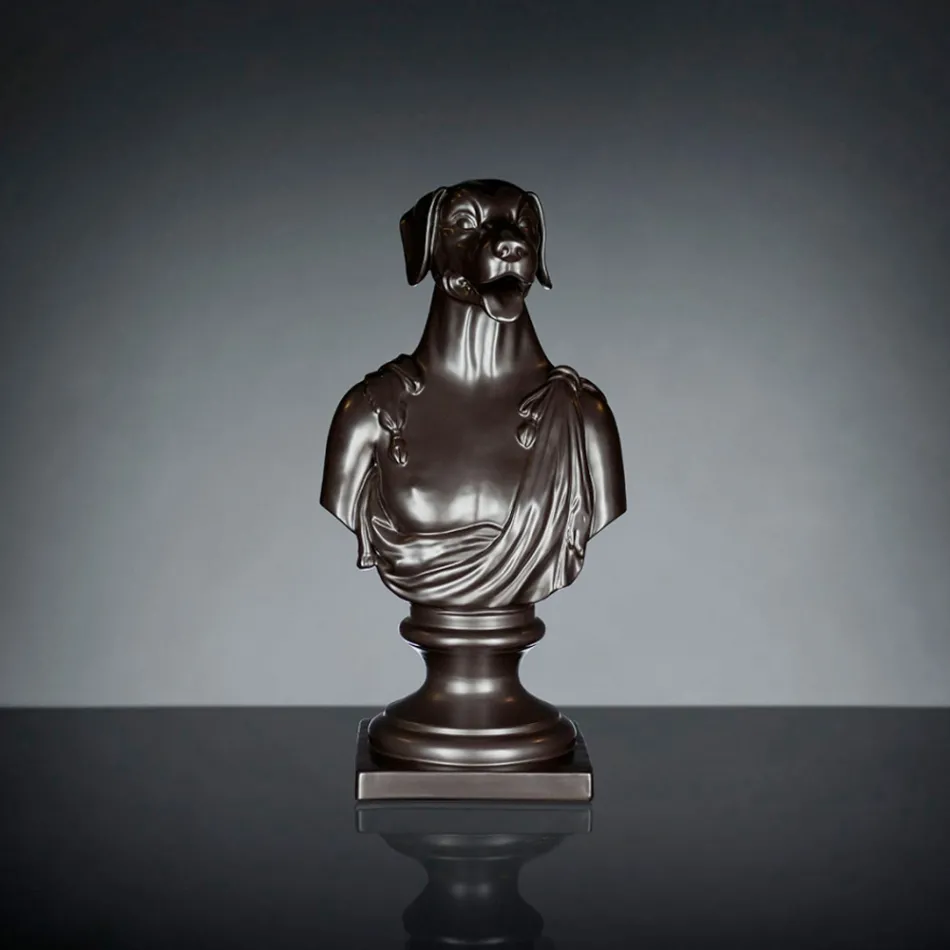 Černá řemeslná keramická socha 100% Made in Italy Fabas 2 Viadurini