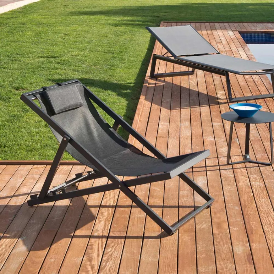 Zahradní lehátko z lakovaného hliníku a textilie, 2 kusy - Jhonathan Viadurini