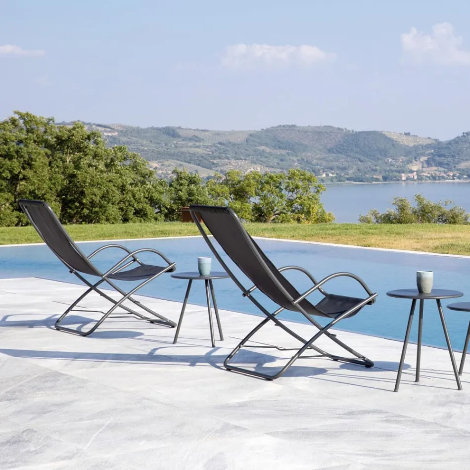 Skládací zahradní lehátko z pozinkované oceli Made in Italy 2 kusy - Hobbit Viadurini