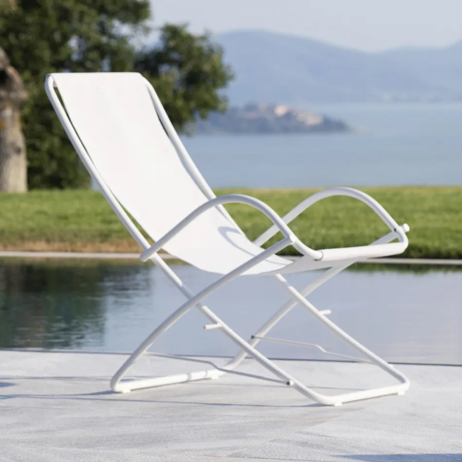 Skládací zahradní lehátko z pozinkované oceli Made in Italy 2 kusy - Hobbit Viadurini
