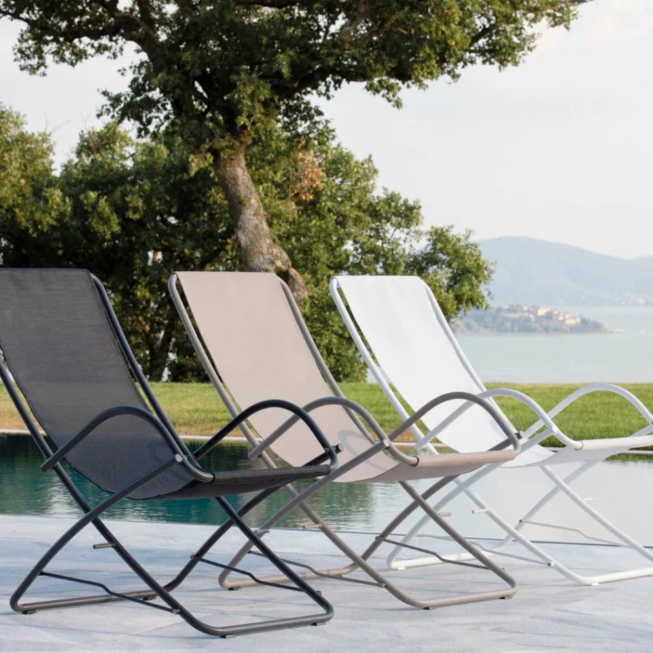 Skládací zahradní lehátko z pozinkované oceli Made in Italy 2 kusy - Hobbit Viadurini