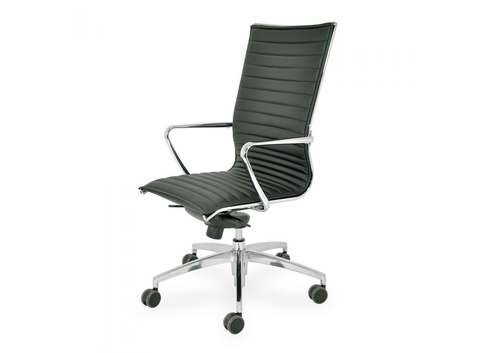 Vysoká kancelářská židle s kolečky a ergonomickým a otočným polštářem - Filanna Viadurini
