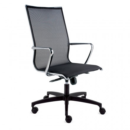 Vysoká ergonomická otočná kancelářská židle s kolečky a područkami - Filanna Viadurini