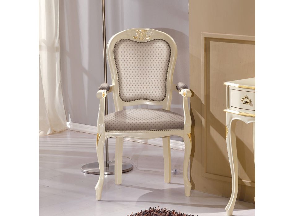 Předseda židle ze dřeva čalouněného látkou Made in Italy - Majesty Viadurini