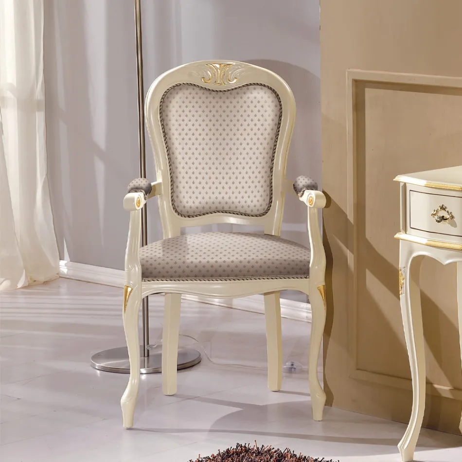 Předseda židle ze dřeva čalouněného látkou Made in Italy - Majesty Viadurini