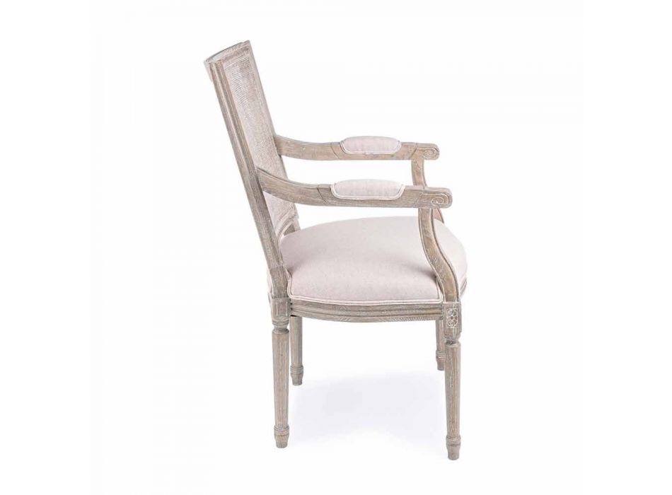 Klasická židle s područkami z jasanového dřeva a látky Homemotion - pusinka Viadurini