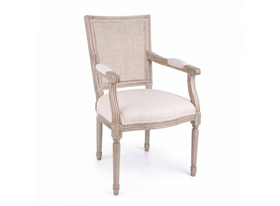 Klasická židle s područkami z jasanového dřeva a látky Homemotion - pusinka Viadurini
