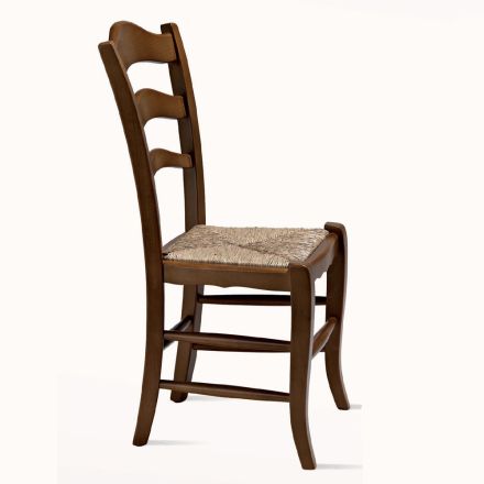 Klasická kuchyňská židle ze dřeva a slámy Made in Italy - Irina Viadurini