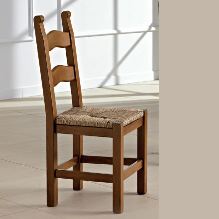 Klasická kuchyňská židle z dřevěné slámy Made in Italy - Lavinia Viadurini