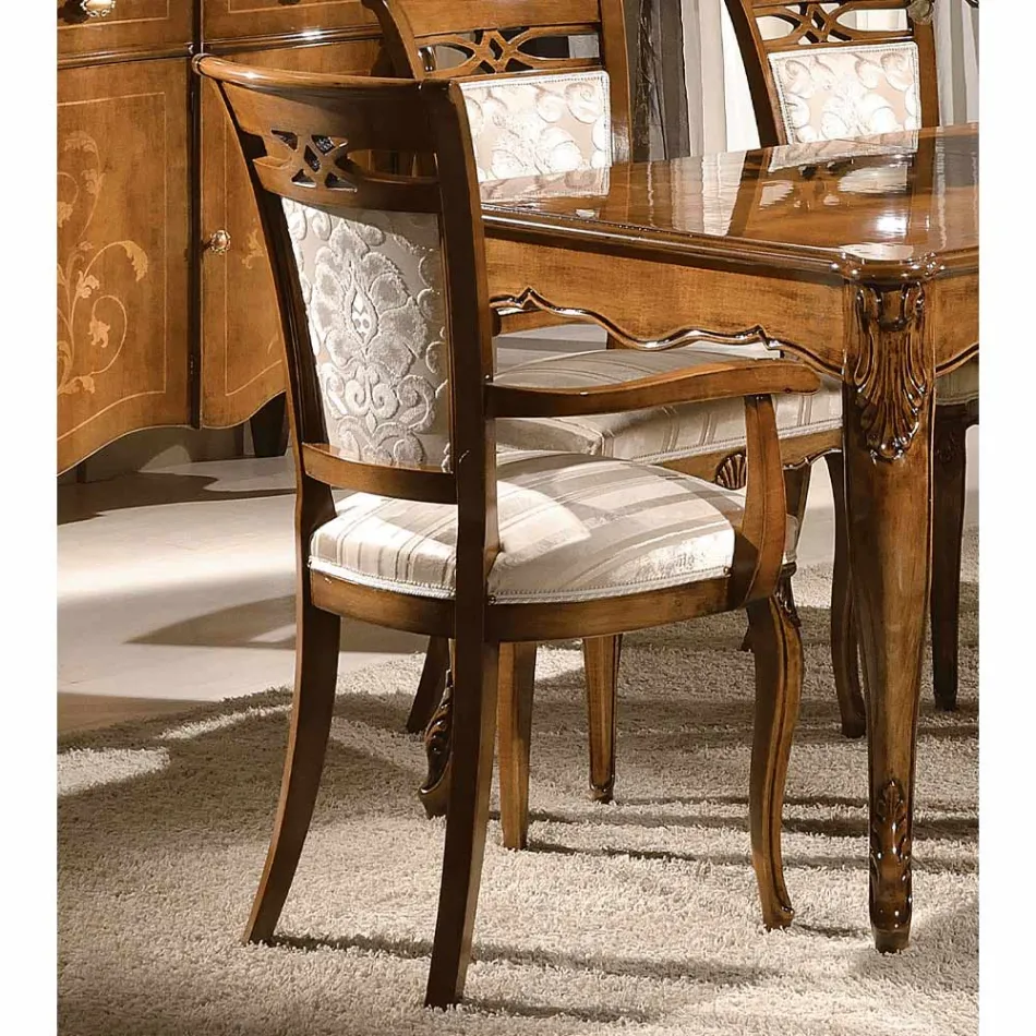 Klasická čalouněná židle z ořechového nebo bílého dřeva Made in Italy - Caligola Viadurini