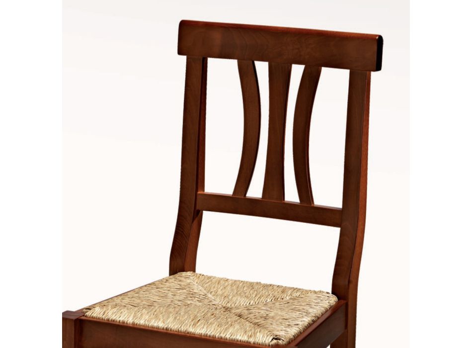 Klasická židle z bukového dřeva a slámy Design Made in Italy - Claudie Viadurini