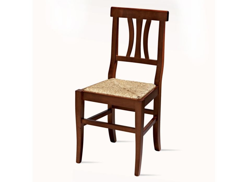 Klasická židle z bukového dřeva a slámy Design Made in Italy - Claudie Viadurini