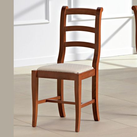 Klasická židle ze dřeva a sedák v látkovém designu Made in Italy - Baptiste Viadurini