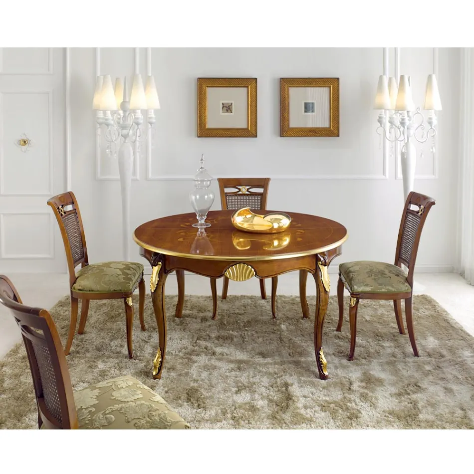 Klasická židle z ořechového dřeva s polstrovaným sedákem Made in Italy - Baroque Viadurini