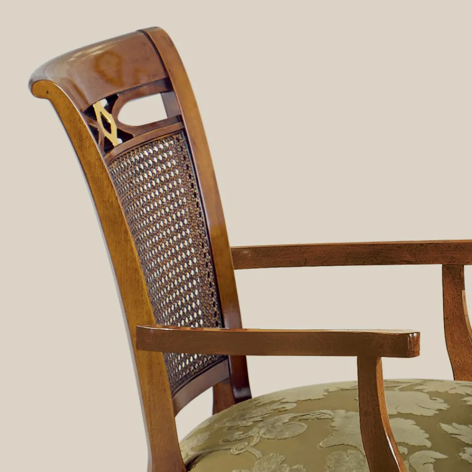 Klasická židle z ořechového dřeva s polstrovaným sedákem Made in Italy - Baroque Viadurini