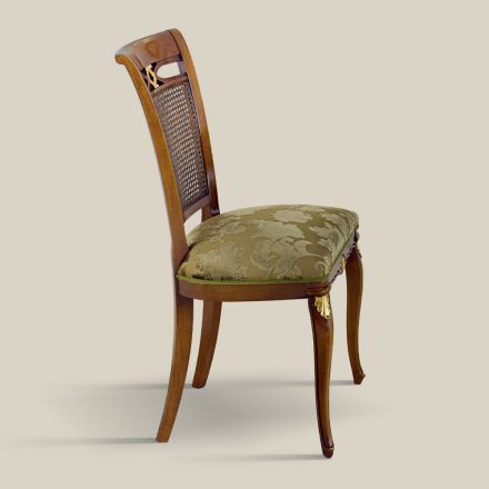 Klasická židle z ořechového dřeva s polstrovaným sedákem Made in Italy - Baroque Viadurini