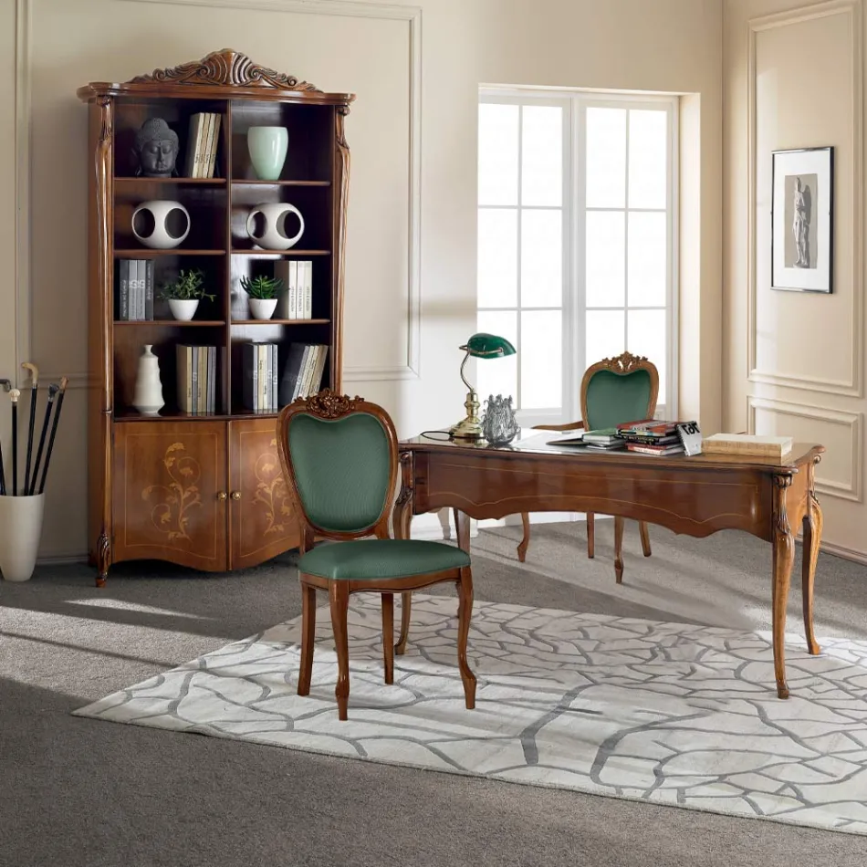 Klasická židle z ořechového nebo zlatého čalouněného dřeva Made in Italy - Imperator Viadurini