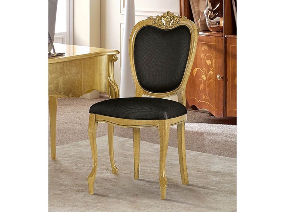 Klasická židle z ořechového nebo zlatého čalouněného dřeva Made in Italy - Imperator Viadurini