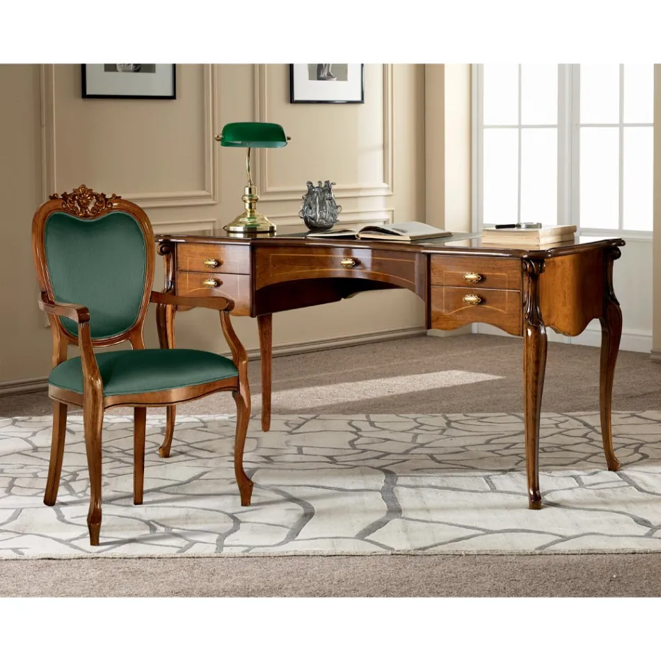 Klasická židle z ořechového nebo zlatého čalouněného dřeva Made in Italy - Imperator Viadurini