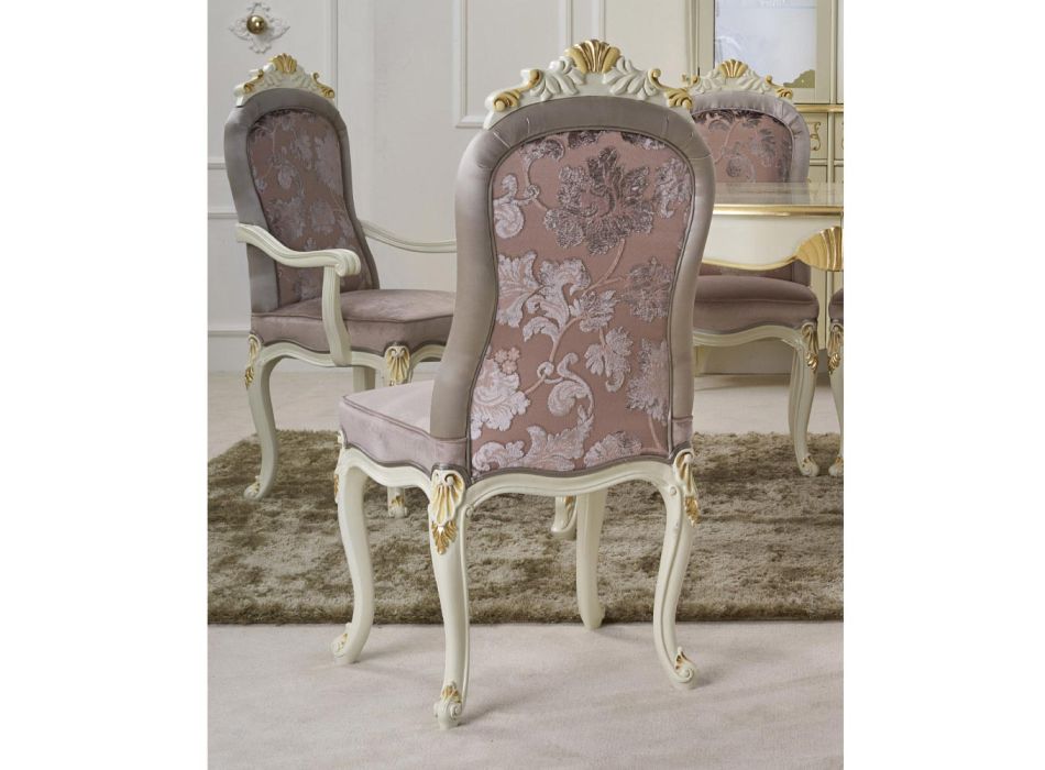 Klasická židle Bílé dřevo a čalouněná látka Made in Italy - Baroko Viadurini