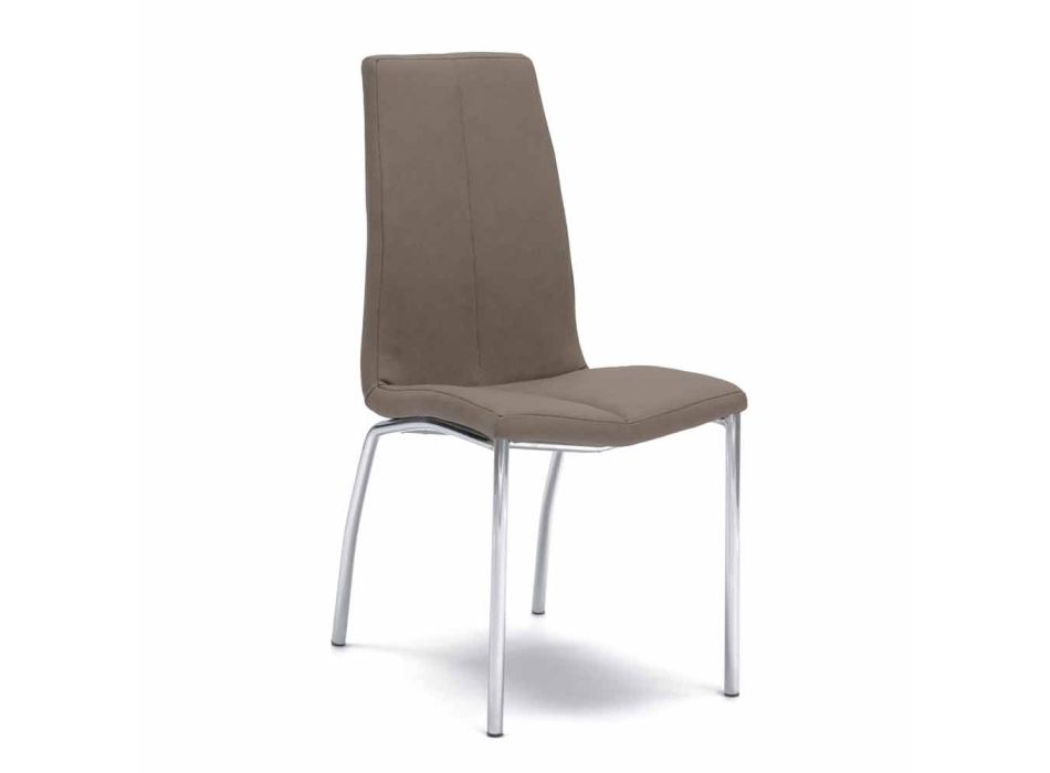 Židle s chromovaného kovu a pokryté imitace kůže Ilda, 4 pz Viadurini