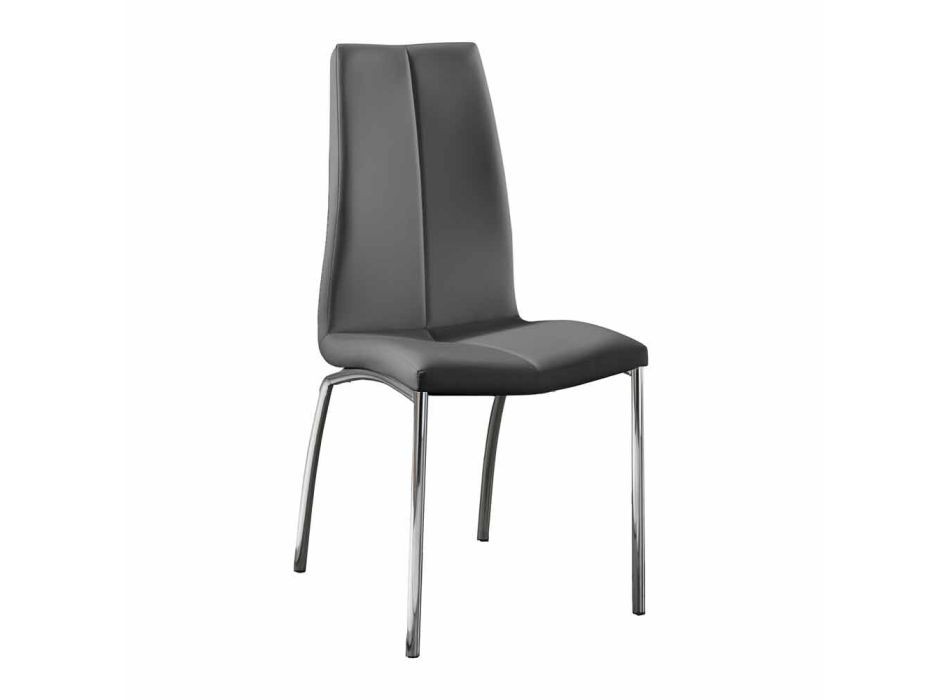 Židle s chromovaného kovu a pokryté imitace kůže Ilda, 4 pz Viadurini