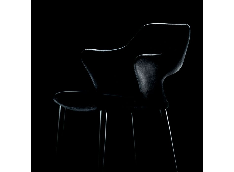 Židle s celočalouněnými područkami a ocelovými nohami - Ravenna Viadurini