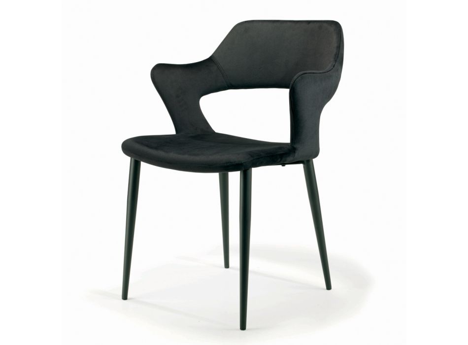 Židle s celočalouněnými područkami a ocelovými nohami - Ravenna Viadurini