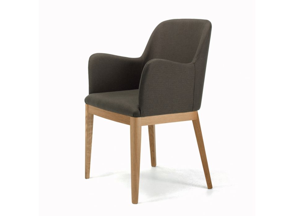 Židle s područkami s dřevěnými nohami a polstrovaným sedákem Made in Italy - Bari Viadurini