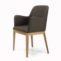 Židle s područkami s dřevěnými nohami a čalouněným sedákem Made in Italy - Bari