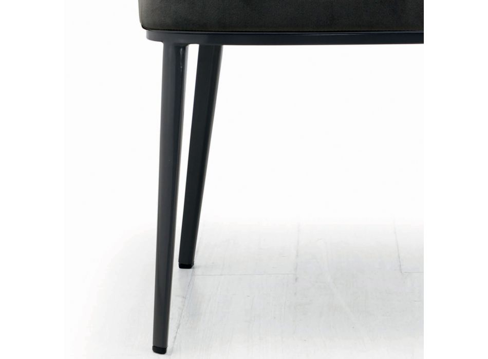 Židle s područkami s čalouněným sedákem a ocelovými nohami Made in Italy - Ascoli Viadurini