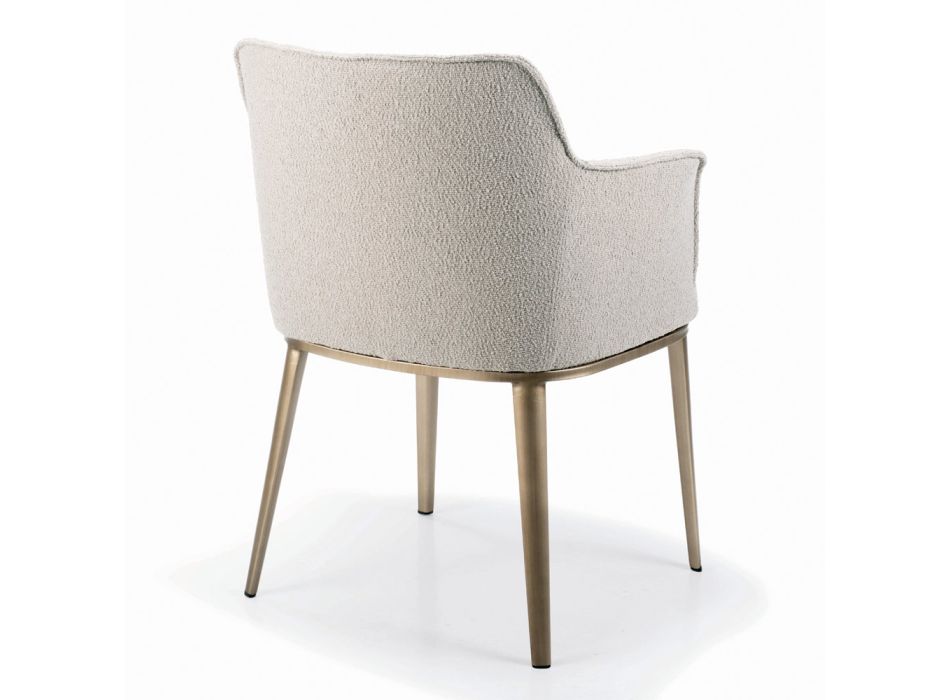 Židle s područkami s čalouněným sedákem a ocelovými nohami Made in Italy - Ascoli Viadurini